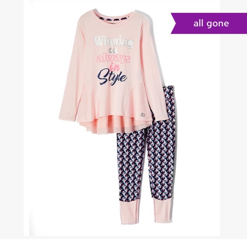 RBX Crystal Rose “Winning” Peplum Top and Leggings
